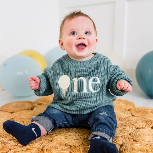 Picture of Personalized Embroidered First Birthday Sweater - Custom Embroidery Sweater for Kids