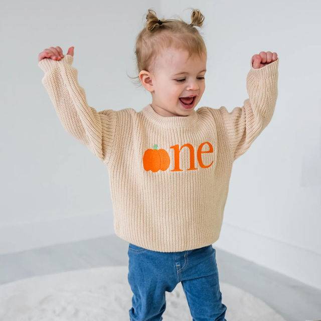 Picture of Personalized Embroidered First Birthday Sweater - Custom Embroidery Sweater for Kids