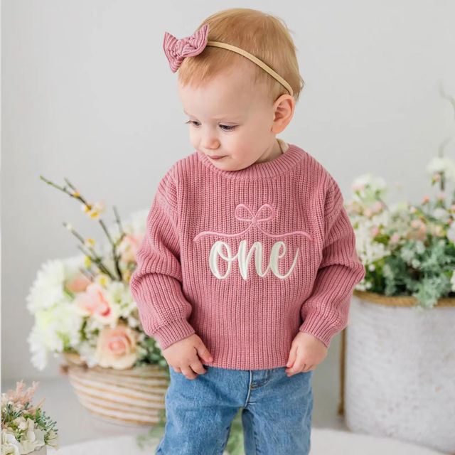Picture of Personalized Embroidered First Birthday Sweater - Custom Embroidery Sweater for Kids