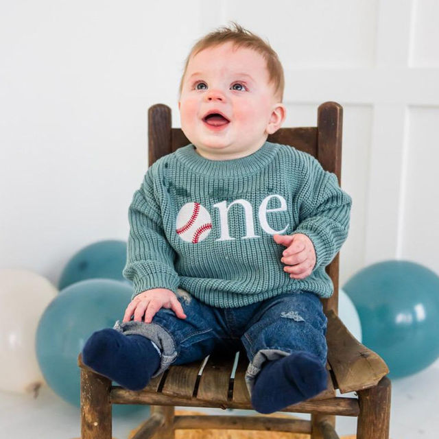 Picture of Personalized Embroidered First Birthday Sweater - Custom Embroidery Sweater for Kids
