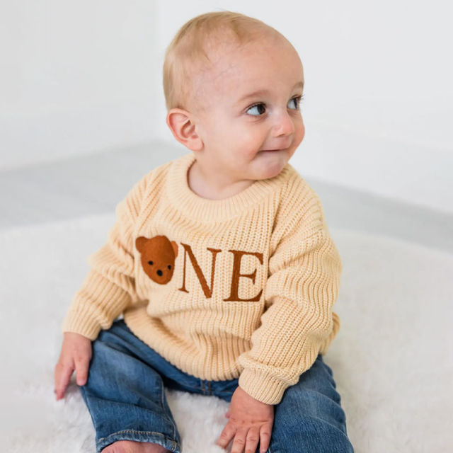 Picture of Personalized Embroidered First Birthday Sweater - Custom Embroidery Sweater for Kids