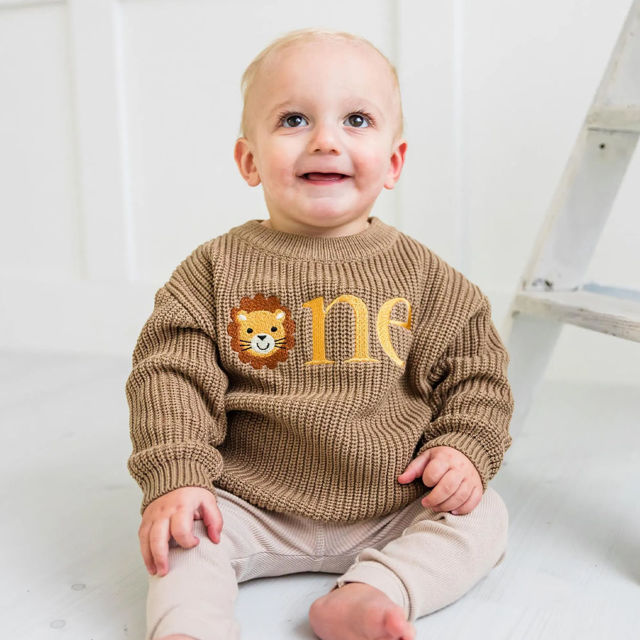 Picture of Personalized Embroidered First Birthday Sweater - Custom Embroidery Sweater for Kids