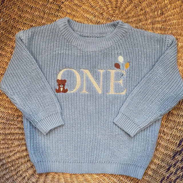 Picture of Personalized Embroidered First Birthday Sweater - Custom Embroidery Sweater for Kids