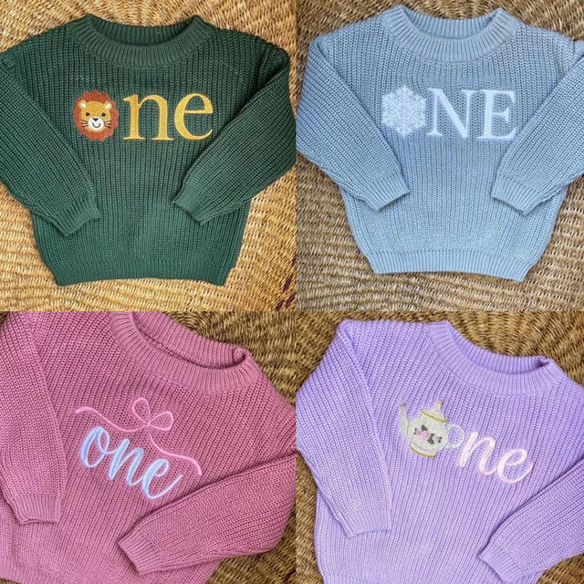 Picture of Personalized Embroidered First Birthday Sweater - Custom Embroidery Sweater for Kids