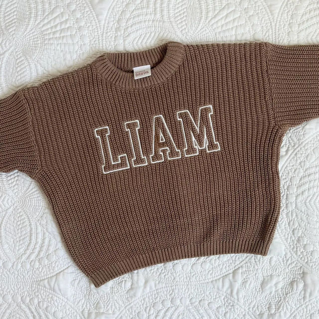 Picture of Personalized Embroidered Name Sweater for Kids - Custom Knitted Embroidery Sweater for Toddler & Baby