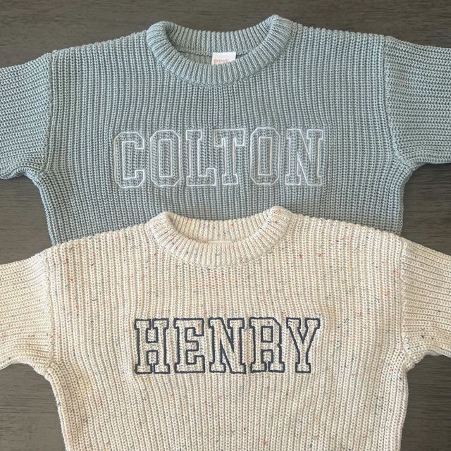 Picture of Personalized Embroidered Name Sweater for Kids - Custom Knitted Embroidery Sweater for Toddler & Baby