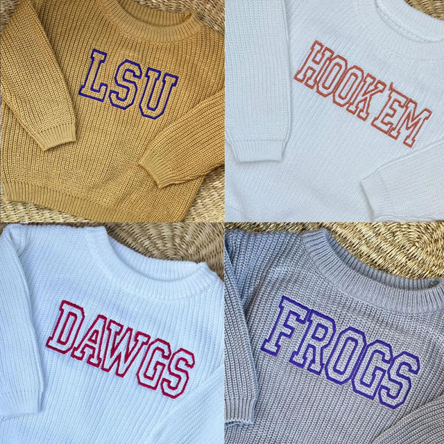 Picture of Personalized Embroidered Name Sweater for Kids - Custom Knitted Embroidery Sweater for Toddler & Baby