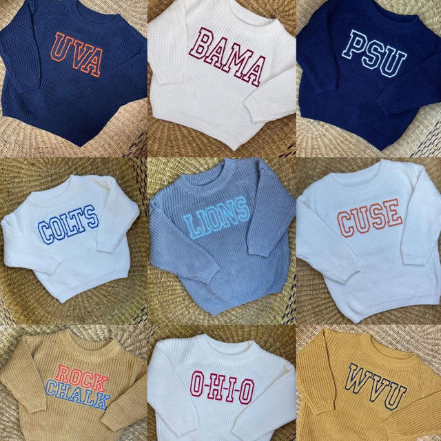 Picture of Personalized Embroidered Name Sweater for Kids - Custom Knitted Embroidery Sweater for Toddler & Baby