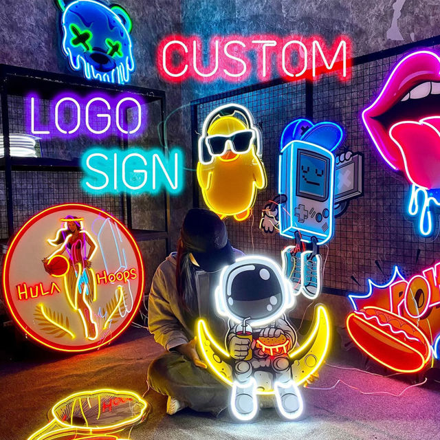 Picture of Custom Logo Neon Sign - Custom Business Logo UV Printed Neon Design - Personalized LED Logo Sign for Company Wall Decor, Shop, Bar, Nails Beauty and Business Events Decor Party