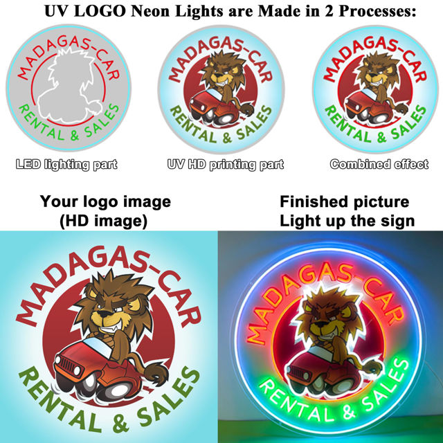Picture of Custom Logo Neon Sign - Custom Business Logo UV Printed Neon Design - Personalized LED Logo Sign for Company Wall Decor, Shop, Bar, Nails Beauty and Business Events Decor Party