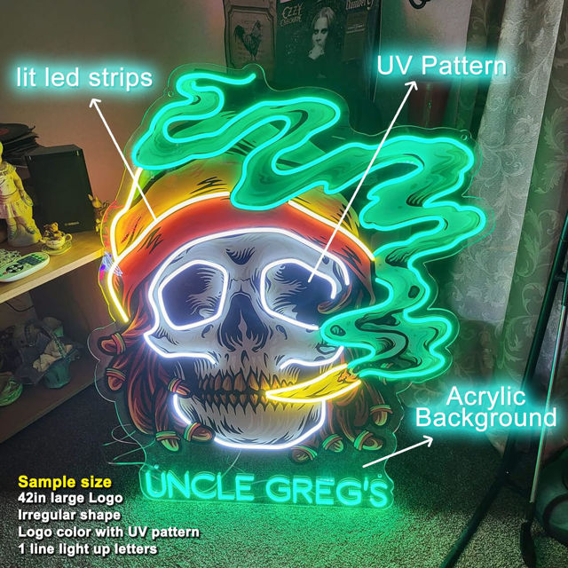 Picture of Custom Logo Neon Sign - Custom Business Logo UV Printed Neon Design - Personalized LED Logo Sign for Company Wall Decor, Shop, Bar, Nails Beauty and Business Events Decor Party