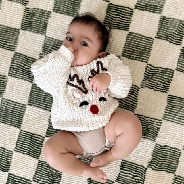 Picture of Personalized Embroidered Christmas Elk Sweater for Kids - Custom Knitted Embroidery Sweater for Toddler & Baby