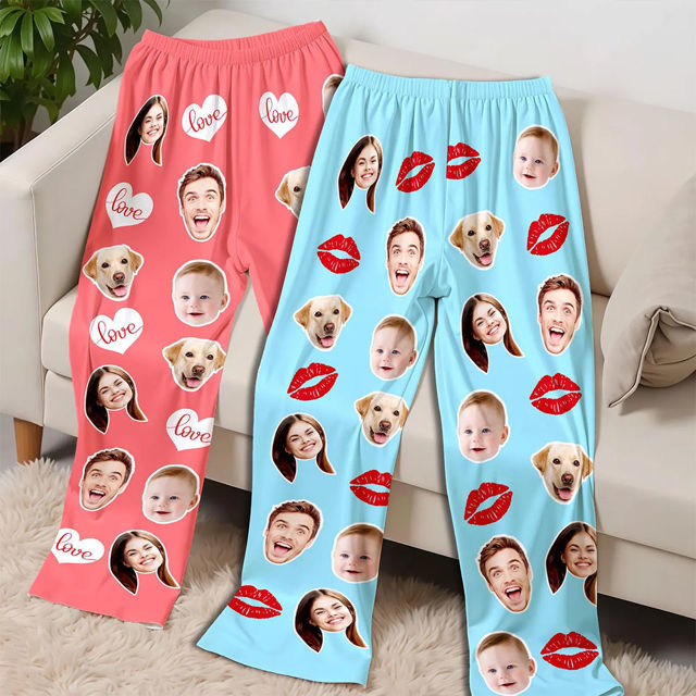 Picture of Custom Pajama Pants with Faces - Personalized Pajama bottoms for gift giving