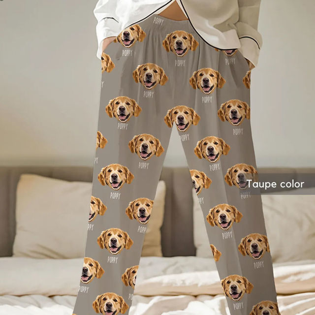 Picture of Custom Pajama Pants with Pets Face and Name - Personalised Pajama bottoms with Faces