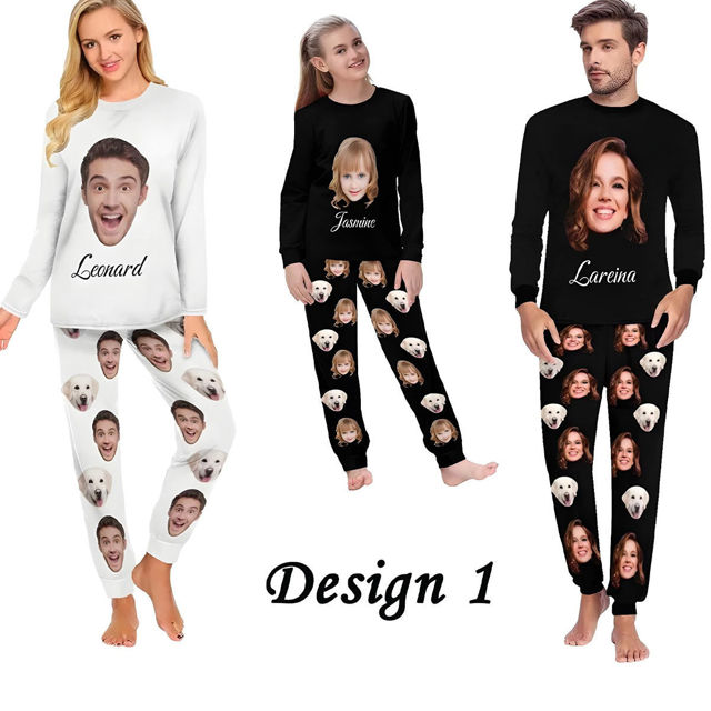 Picture of Custom Pajama Sets - Personalized Long Sleeves Pajama with Faces and Name