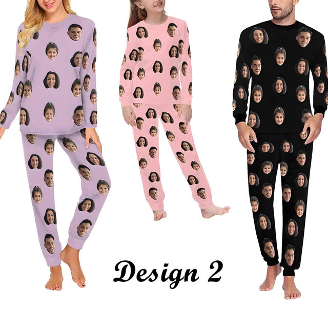 Picture of Custom Pajama Sets - Personalized Long Sleeves Pajama with Faces and Name