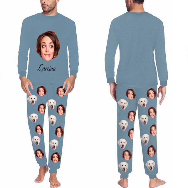 Picture of Custom Pajama Sets - Personalized Long Sleeves Pajama with Faces and Name