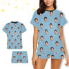 Picture of Custom Cozy Short Sleeves Face Pajamas Full Set - Personalised Unisex Summer Pajama Gift Sets