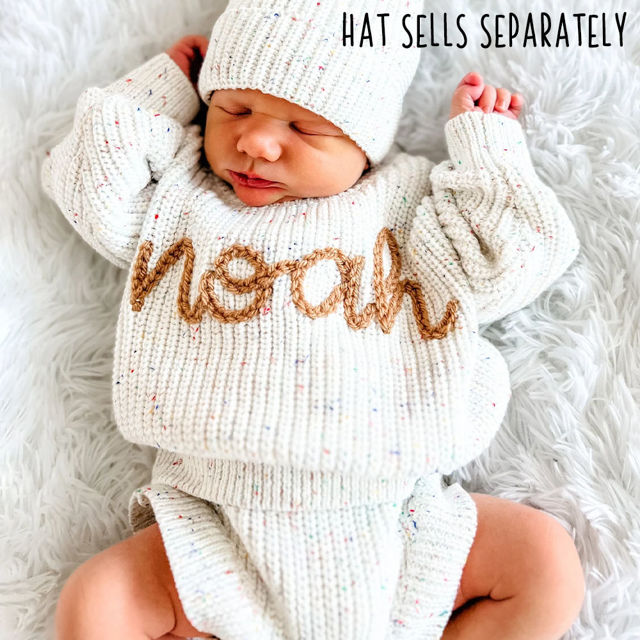 Picture of Newborn Baby Sweater Set - Custom Embroidered Baby Sweaters -  Baby Shower Gift