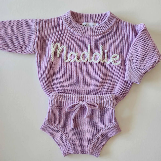 Picture of Newborn Baby Sweater Set - Custom Embroidered Baby Sweaters -  Baby Shower Gift