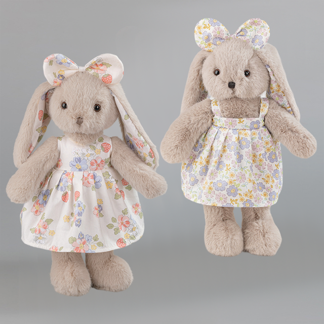 Picture of Personalized Bunny Plush Toy with Embroidered Ears, Custom Name Stuffed Animal in Floral Dress, Gift for Kids & Baby