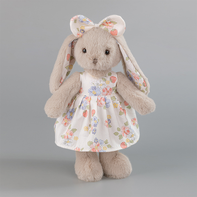 Picture of Personalized Bunny Plush Toy with Embroidered Ears, Custom Name Stuffed Animal in Floral Dress, Gift for Kids & Baby