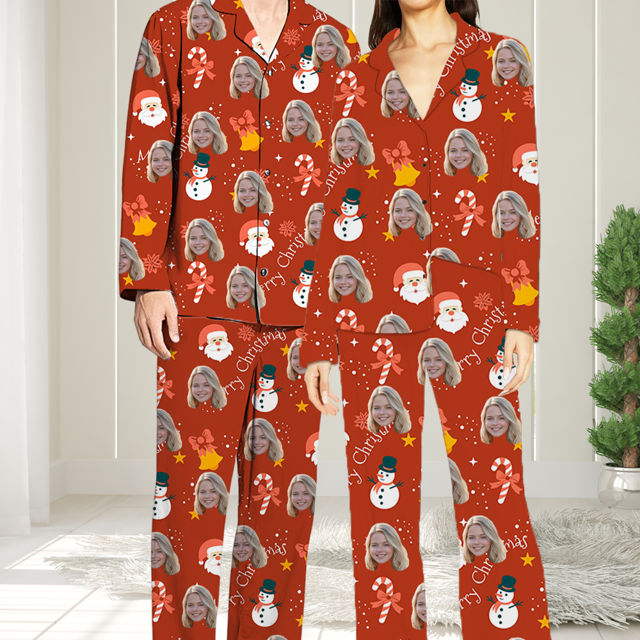 Picture of Custom Pajamas - Custom Christmas Photo Pajamas - Red Christmas Pajamas