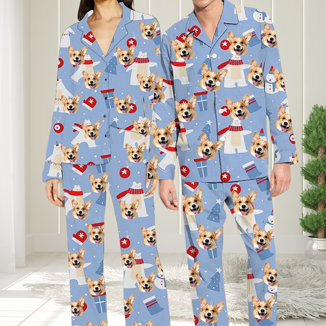 Picture of Custom Pajamas - Custom Christmas Photo Pajamas - Blue Bear Pajamas