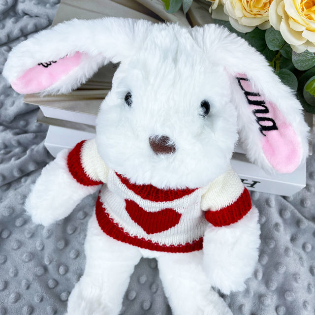 Picture of Customized Rabbit Toy - Custom Embroidered Name Plush Rabbit - Personalized Comfort Rabbit for Kids Gift