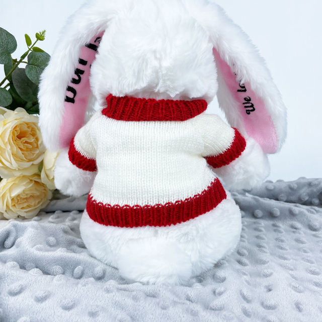 Picture of Customized Rabbit Toy - Custom Embroidered Name Plush Rabbit - Personalized Comfort Rabbit for Kids Gift