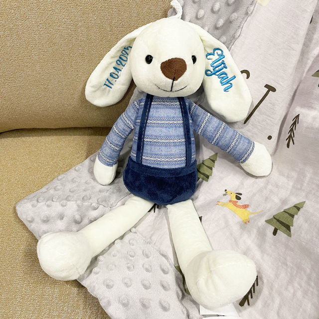Picture of Custom Name Plush Toys - Custom Embroidered Stuffed Bunny Rabbit - Personalized Comfort Rabbit for Kids