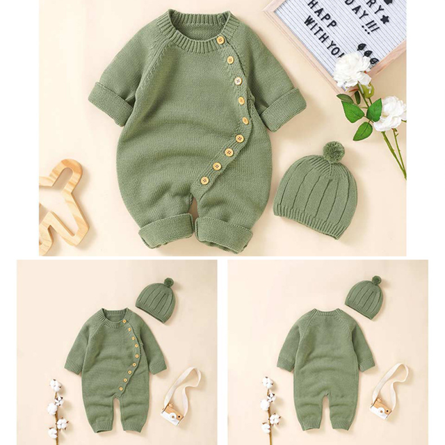 Picture of Personalized Baby Bodysuit Set – Custom Embroidered Newborn Knit Outfit with Hat – Personalized Baby Clothes Gift