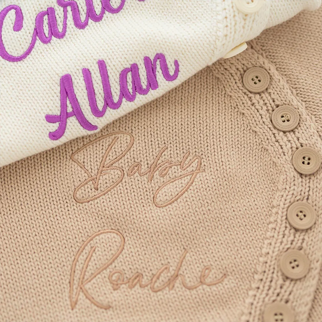 Picture of Personalized Baby Bodysuit Set – Custom Embroidered Newborn Knit Outfit with Hat – Personalized Baby Clothes Gift