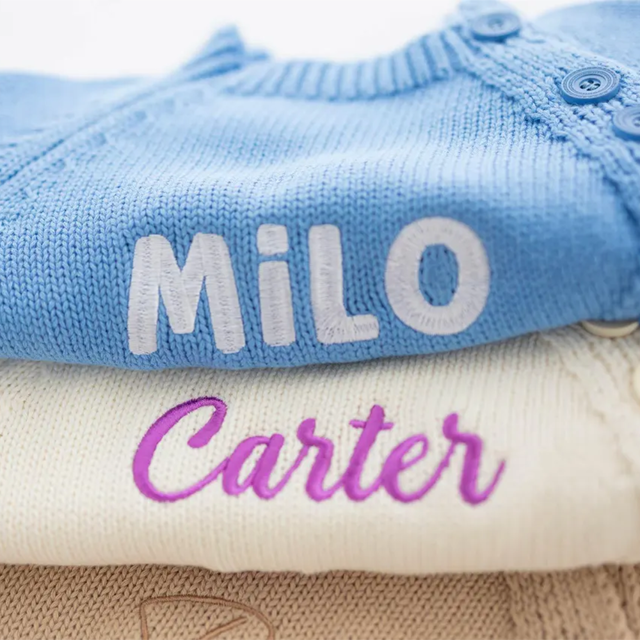Picture of Personalized Baby Bodysuit Set – Custom Embroidered Newborn Knit Outfit with Hat – Personalized Baby Clothes Gift