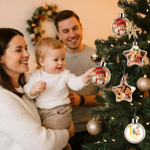 Picture of Custom Photo Christmas Tree Ornament -  Christmas Ball Ornament - Xmas Home Decor