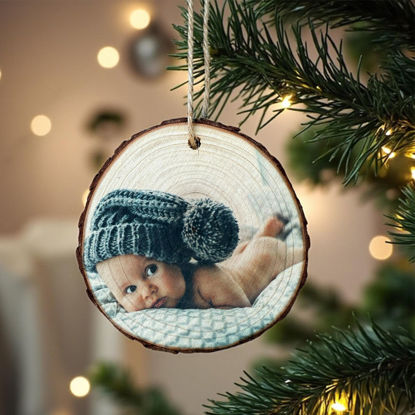 Picture of Custom Wood Christmas Tree Ornament with Photo -  Family Christmas Ornament - Christmas Decor