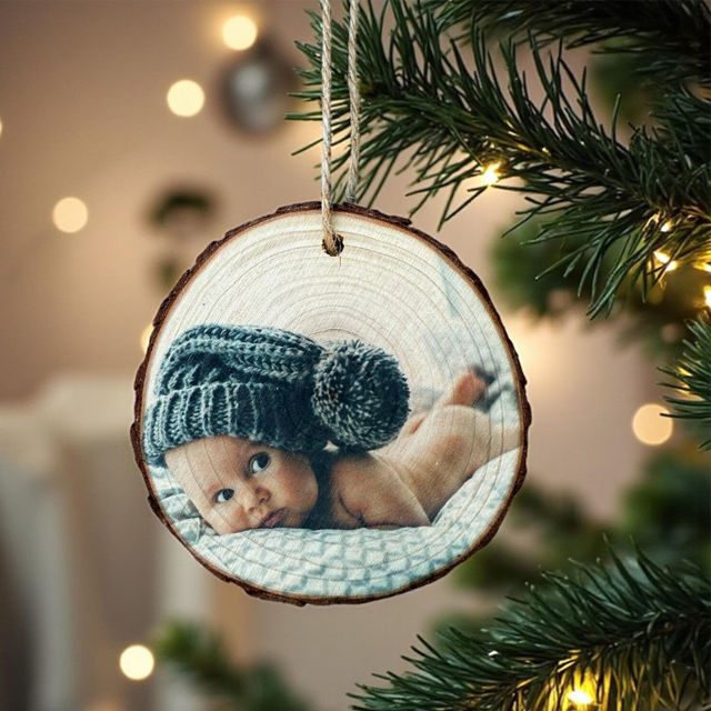 Picture of Custom Wood Christmas Tree Ornament with Photo -  Family Christmas Ornament - Christmas Decor