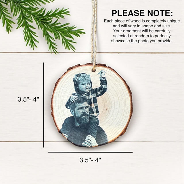 Picture of Custom Wood Christmas Tree Ornament with Photo -  Family Christmas Ornament - Christmas Decor