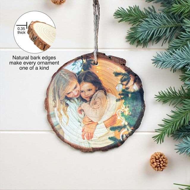 Picture of Custom Wood Christmas Tree Ornament with Photo -  Family Christmas Ornament - Christmas Decor