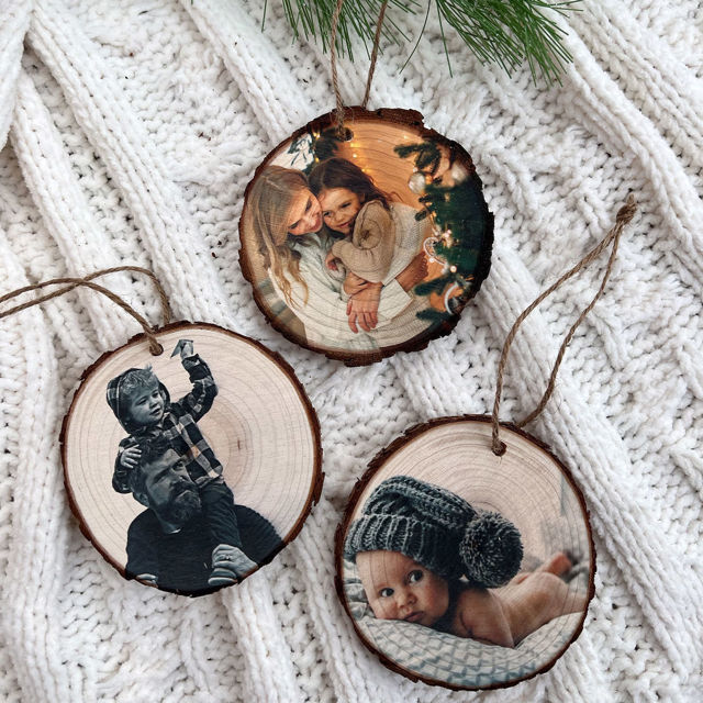 Picture of Custom Wood Christmas Tree Ornament with Photo -  Family Christmas Ornament - Christmas Decor