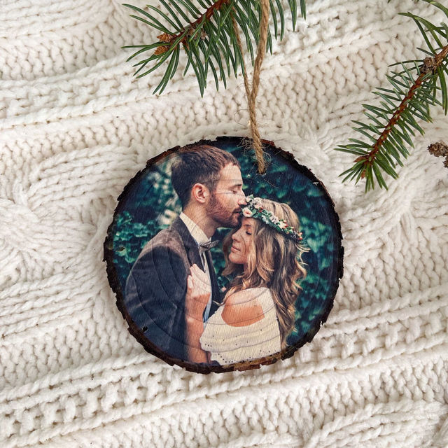 Picture of Custom Wood Christmas Tree Ornament with Photo -  Family Christmas Ornament - Christmas Decor