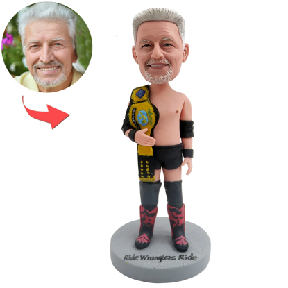 Picture of Custom Bobbleheads:  Boxing Champion with Gold Belt | Personalized Bobbleheads for the Special Someone as a Unique Gift Idea