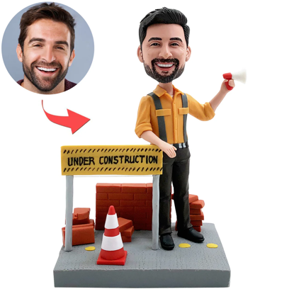 Picture of Custom Bobbleheads: Construction Worker | Personalized Bobbleheads for the Special Someone as a Unique Gift Idea