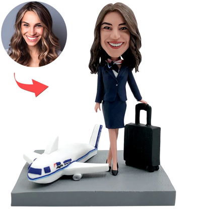 Picture of Custom Bobbleheads: Airline Stewardess | Personalized Bobbleheads for the Special Someone as a Unique Gift Idea