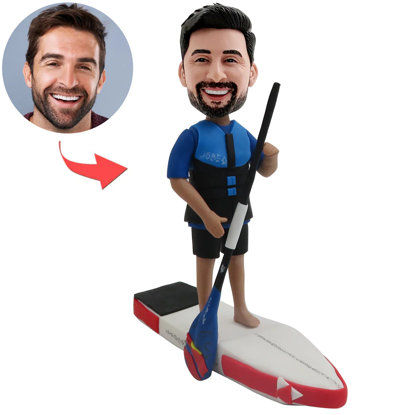 Picture of Custom Bobbleheads: Man with Paddle Board | Personalized Bobbleheads for the Special Someone as a Unique Gift Idea