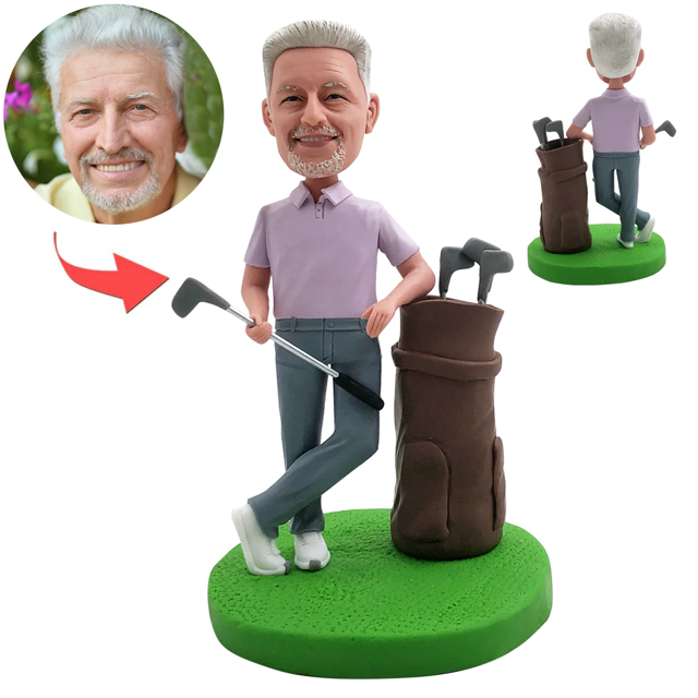 Picture of Custom Bobbleheads: Man with Golf Bag | Personalized Bobbleheads for the Special Someone as a Unique Gift Idea