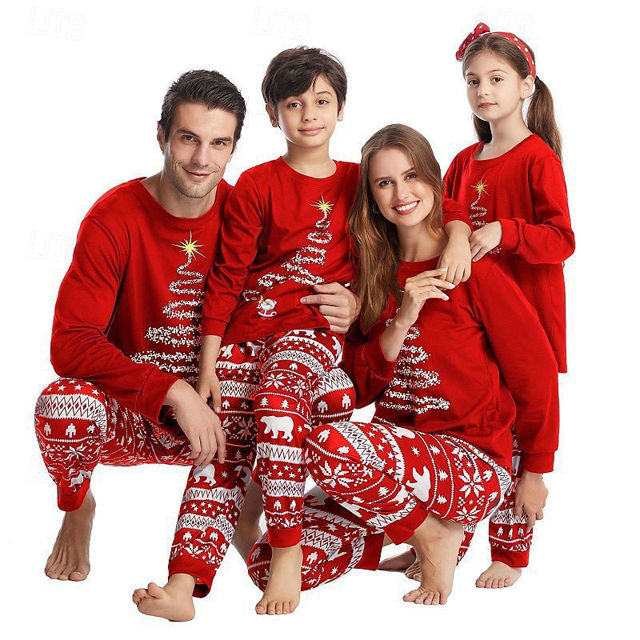 Picture of Family Christmas Pajama Sets - Long Sleeves Pajamas - Sparkle Tree