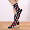 Picture of Custom Christmas Photo Socks with Green / Red Santa Hat - Christmas Gift