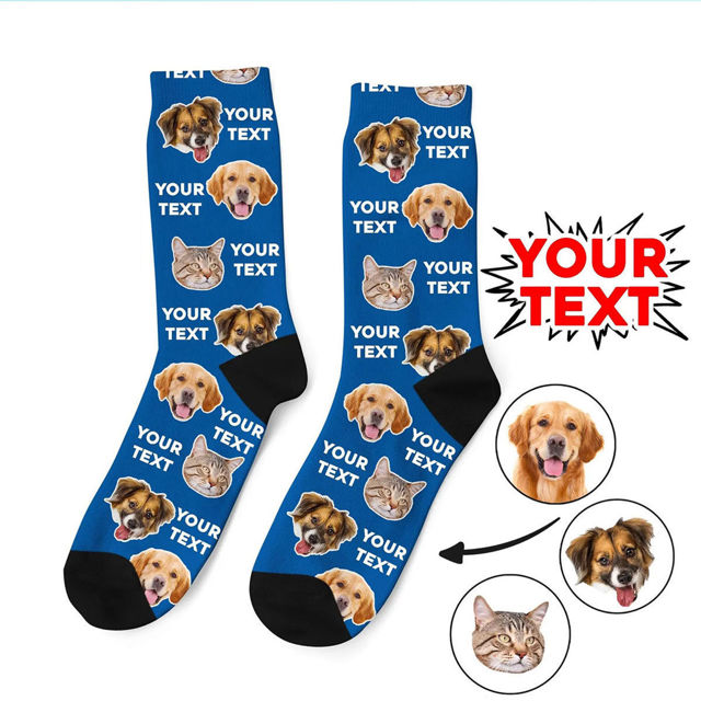 Picture of Custom Photo Face Socks with Text - Birthday or Anniversary Gift