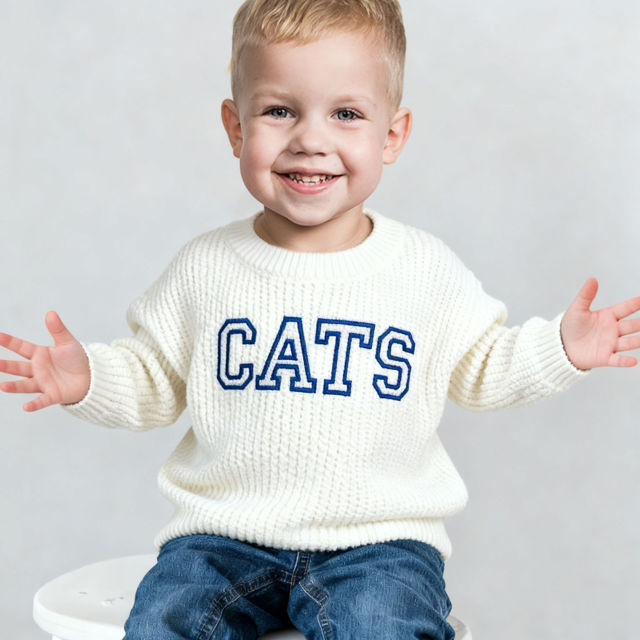 Picture of Personalized Embroidered Name Sweater for Kids - Custom Knitted Embroidery Sweater for Toddler & Baby